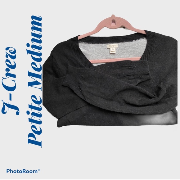 J Crew Womans Sweater Size M Petite V-Neck Blk/gry - Picture 6 of 6